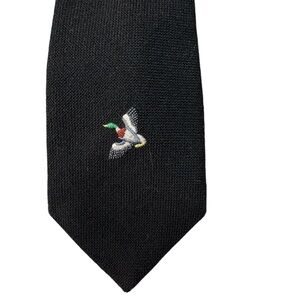 Black Acrylic Tie with a Flying Mallard